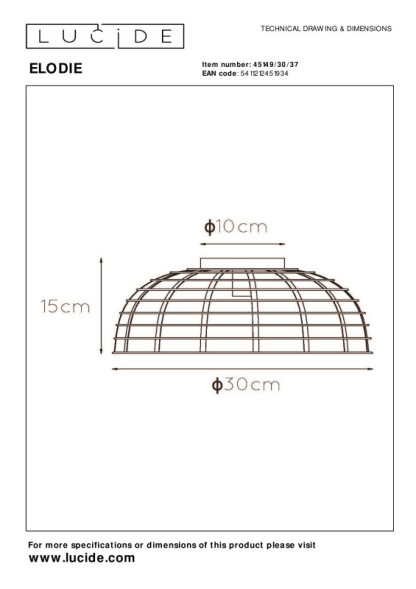 Потолочный светильник LUCIDE ELODIE 45149/30/37