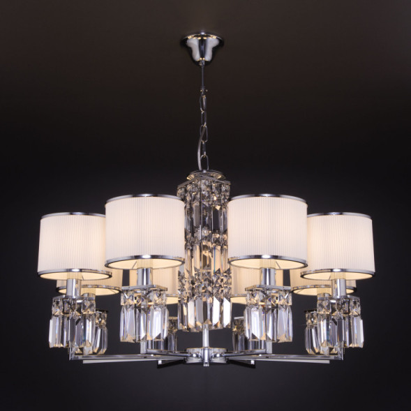 Подвесная люстра Eurosvet 10099/8 хром/прозрачный хрусталь Strotskis (новый Zaffiro