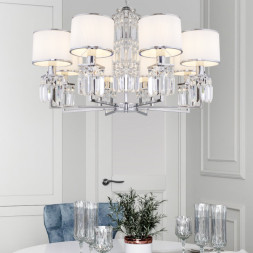 Подвесная люстра Eurosvet 10099/8 хром/прозрачный хрусталь Strotskis (новый Zaffiro