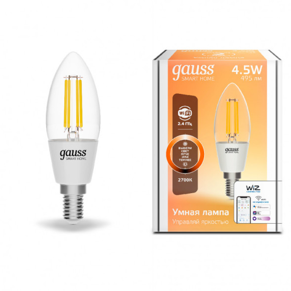 Светодиодная лампа Gauss 1230112 4.5W 220V 495lm E14 белый (теплый)