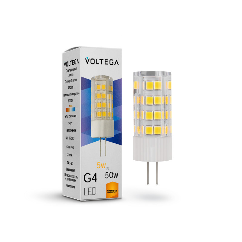 Светодиодная лампа Voltega Capsule G4 7183 5W 220V 460lm G4 белый (теплый)