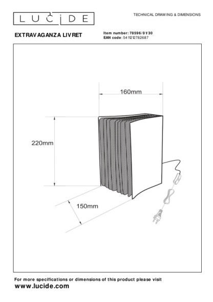 Детская настольная лампа LUCIDE EXTRAVAGANZA LIVRET 78596/01/30