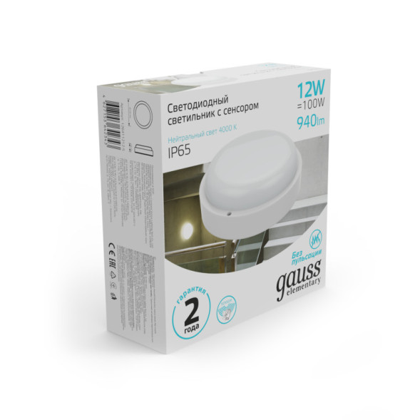 Пылевлагозащищенный светильник Gauss ЖКХ 126411212-S