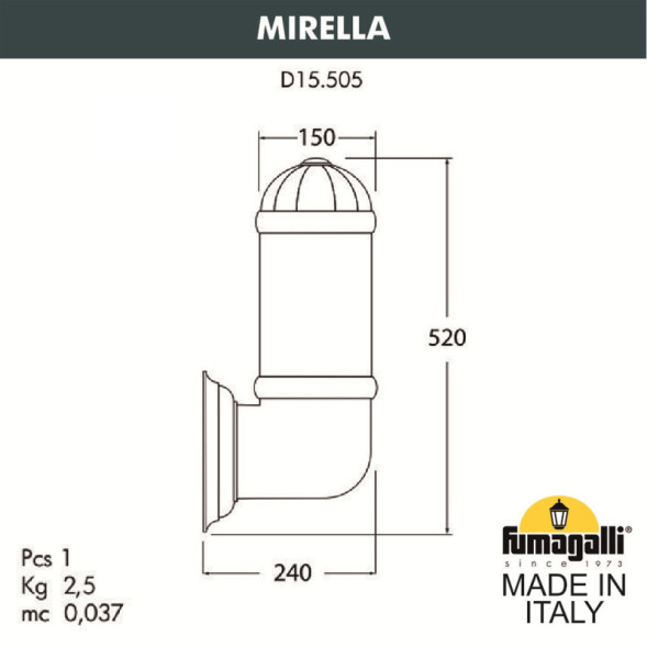 Уличный настенный светильник Fumagalli D15.505.000.BYF1R SAURO