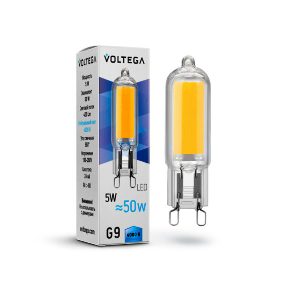 Светодиодная лампа Voltega Simple 7091 5W 220V 420lm G9 белый (дневной)