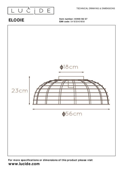 Потолочный светильник LUCIDE ELODIE 45149/56/37