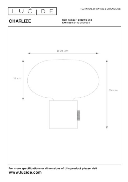 Настольная лампа LUCIDE Charlize 03520/01/62