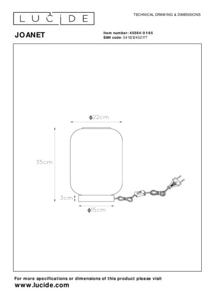 Настольная лампа LUCIDE JOANET 45594/01/65