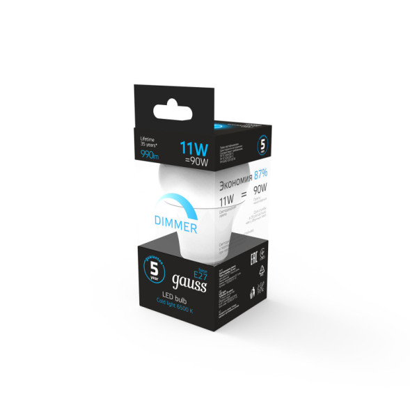 Светодиодная лампа Gauss 102502311-D 11W 220V 990lm E27 белый (холодный)