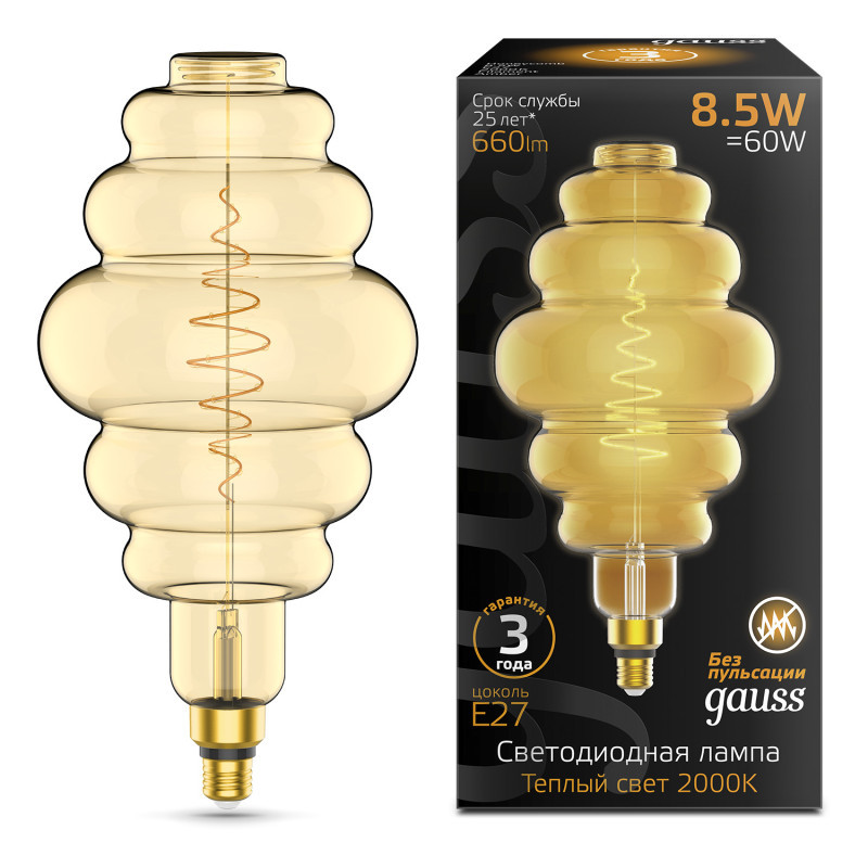 Светодиодная лампа Gauss 161802105 8.5W 220V 660lm E27 белый (теплый)