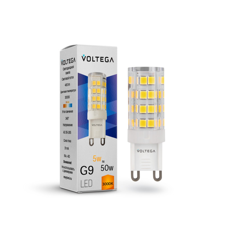 Светодиодная лампа Voltega 7185 5W 220V 460lm G9 белый (теплый)