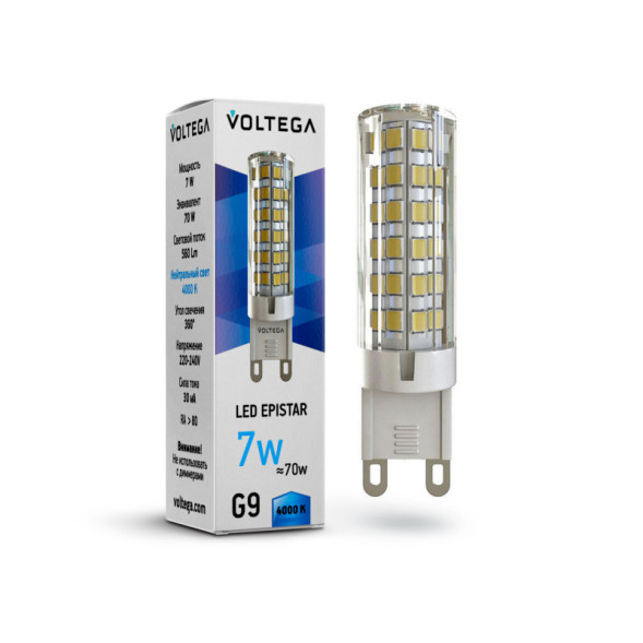 Светодиодная лампа Voltega Capsule G9 7037 7W 220V 560lm G9 белый (дневной)