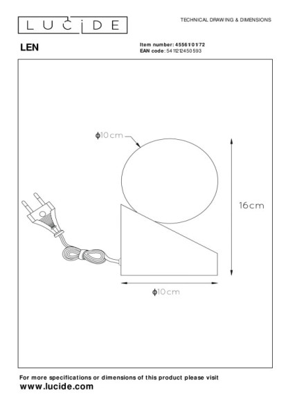 Настольная лампа LUCIDE Len 45561/01/72