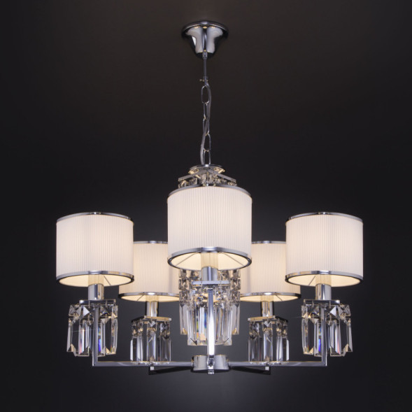 Подвесная люстра Eurosvet 10099/5 хром/прозрачный хрусталь Strotskis (новый Zaffiro