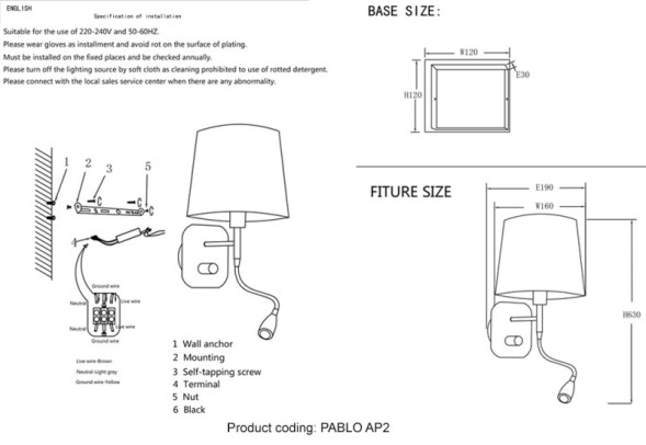 Бра Crystal Lux Pablo PABLO AP2 BLACK/BLACK-GOLD