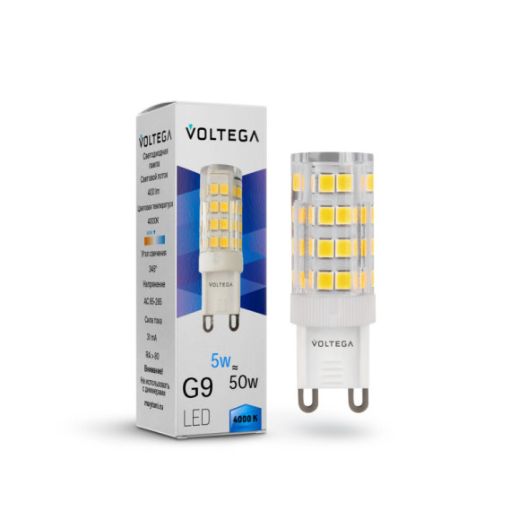 Светодиодная лампа Voltega 7186 5W 220V 460lm G9 белый (дневной)