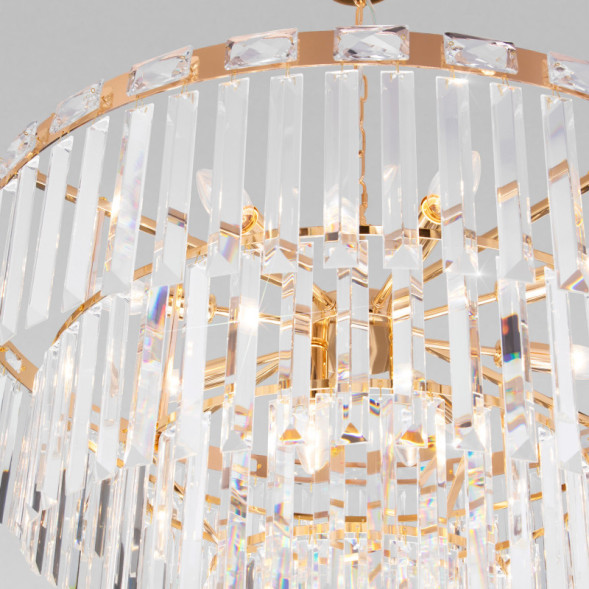 Каскадная люстра Eurosvet Elegante 10130/10 золото/прозрачный хрусталь Strotskis