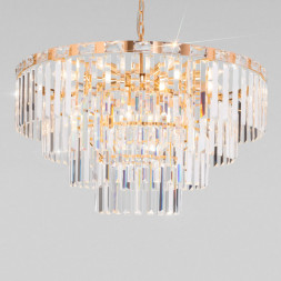 Каскадная люстра Eurosvet Elegante 10130/10 золото/прозрачный хрусталь Strotskis