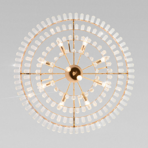 Каскадная люстра Eurosvet Elegante 10130/10 золото/прозрачный хрусталь Strotskis