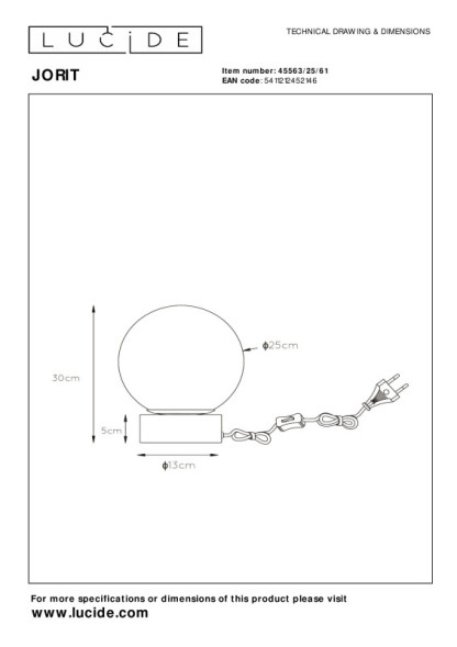 Настольная лампа LUCIDE JORIT 45563/25/61