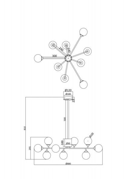 Люстра на штанге Freya ALEXIS FR5120PL-09G