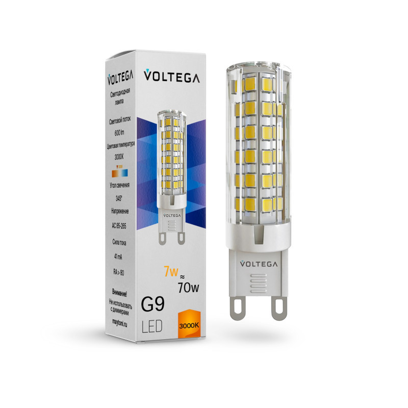 Светодиодная лампа Voltega 7187 7W 220V 700lm G9 белый (теплый)