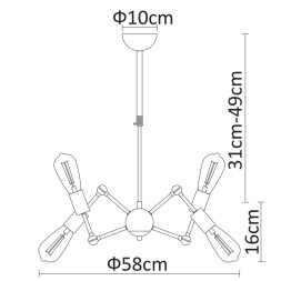 Люстра на штанге ARTE Lamp Roots A9190LM-6BK