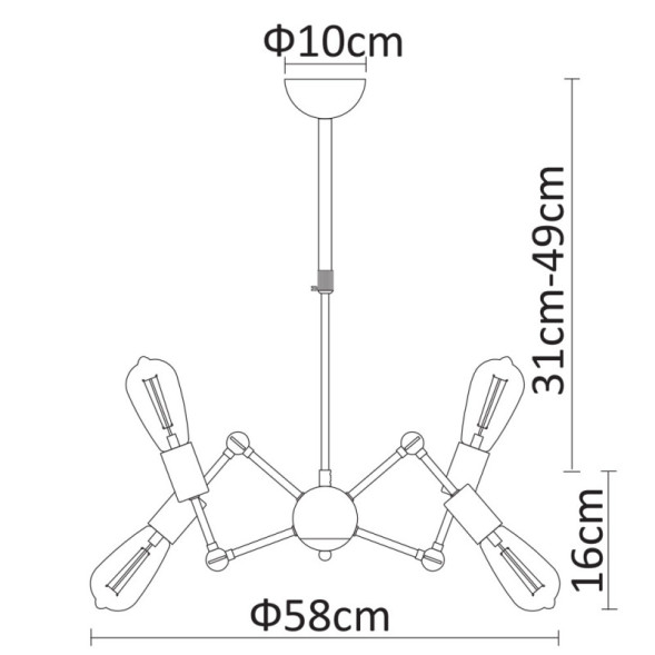 Люстра на штанге ARTE Lamp Roots A9190LM-6BK