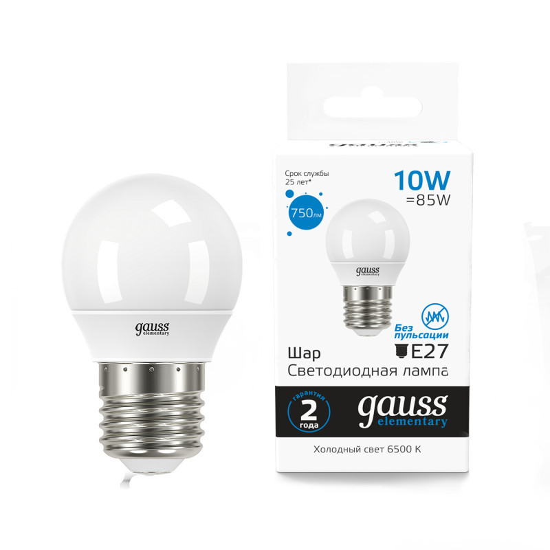 Светодиодная лампа Gauss 53230 10W 220V 750lm E27 белый (холодный)