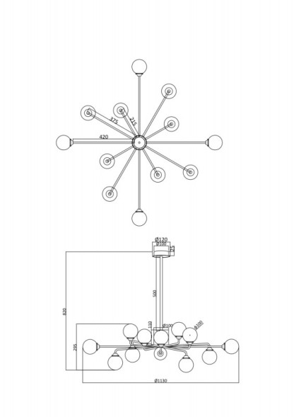 Люстра на штанге Freya ALEXIS FR5120PL-12G