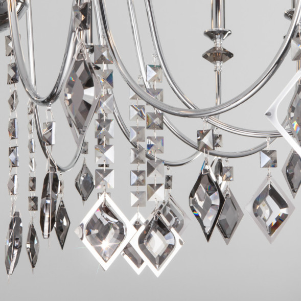 Подвесная люстра Eurosvet Telao 10120/12 хром/дымчатый хрусталь Strotskis Smart (10110/12)