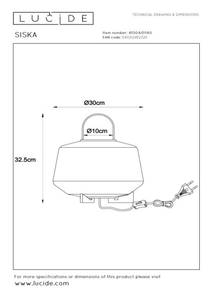 Настольная лампа LUCIDE SISKA 45504/01/65