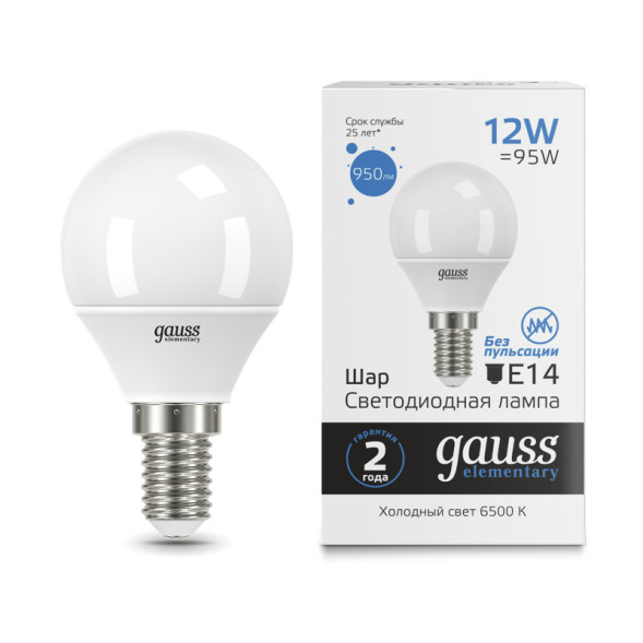 Светодиодная лампа Gauss 53132 12W 220V 950lm E14 белый (холодный)