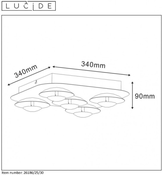 Потолочный светильник LUCIDE Amine 26186/25/30