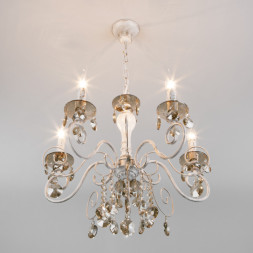 Подвесная люстра Eurosvet 10104/5 белый с золотом/тонированный хрусталь Stro RAVENNA