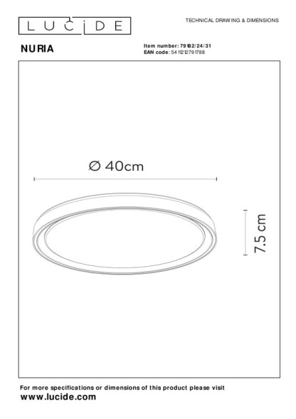 Потолочный светильник LUCIDE NURIA 79182/24/31
