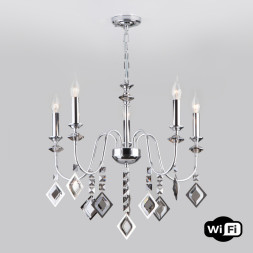 Подвесная люстра Eurosvet 10120/5 хром/дымчатый хрусталь Strotskis Smart (10 Telao