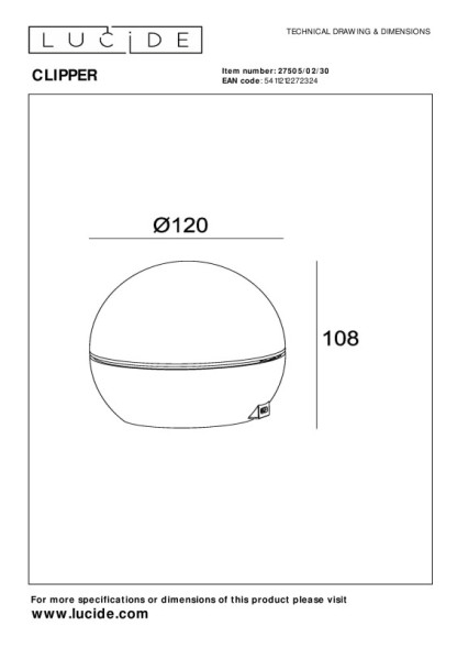 Настольная лампа LUCIDE CLIPPER 27505/02/30