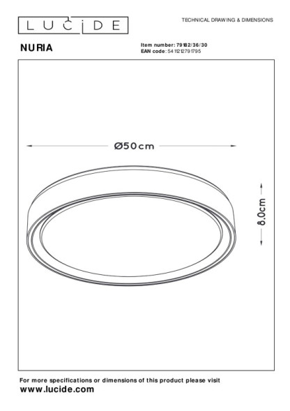Потолочный светильник LUCIDE NURIA 79182/36/30