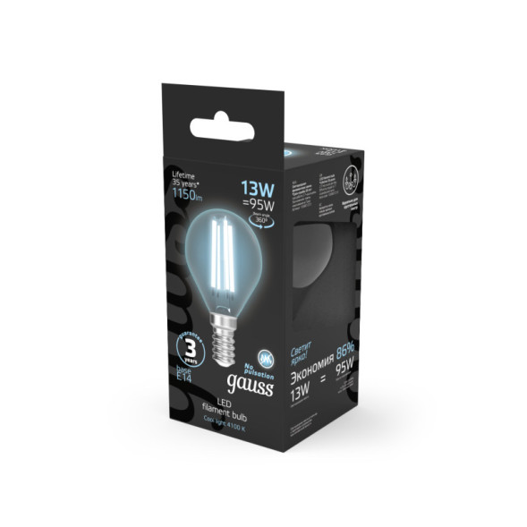 Светодиодная лампа Gauss 105801213 13W 220V 1150lm E14 белый (дневной)
