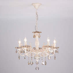 Подвесная люстра Eurosvet Elisha 3281/5 белый с золотом/тонированный хрусталь Strot