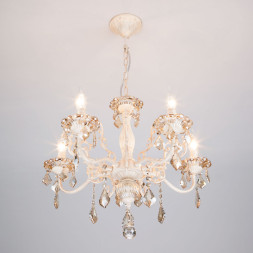 Подвесная люстра Eurosvet Elisha 3281/5 белый с золотом/тонированный хрусталь Strot