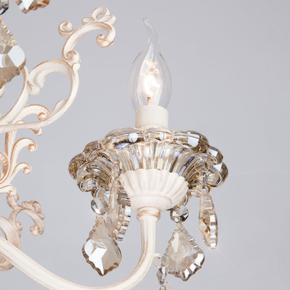 Подвесная люстра Eurosvet Elisha 3281/5 белый с золотом/тонированный хрусталь Strot