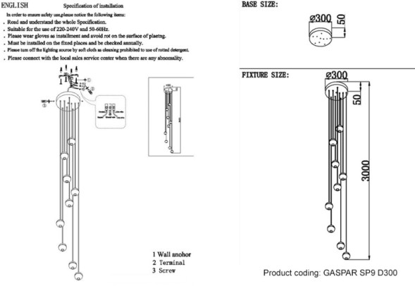 Каскадная люстра Crystal Lux GASPAR GASPAR SP9 D300 WHITE