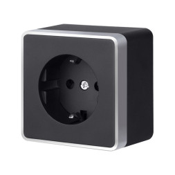 Розетка Werkel Gallant W5071134 черный с серебром