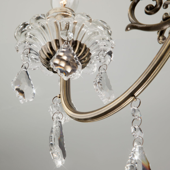 Подвесная люстра Eurosvet Elisha 3281/8 античная бронза/прозрачный хрусталь Strotsk