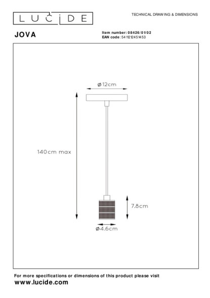 Подвесной светильник LUCIDE JOVA 08426/01/02