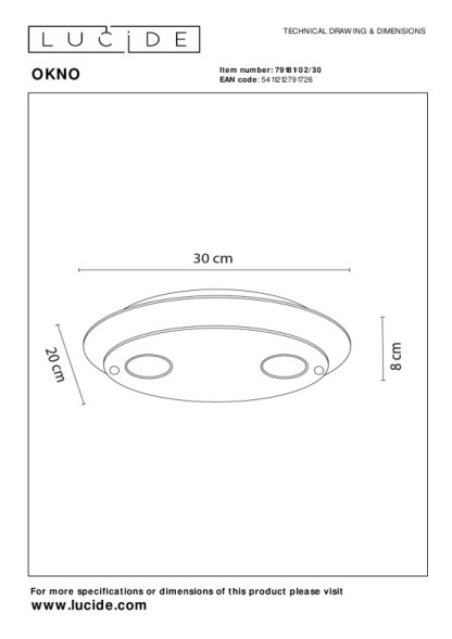 Потолочный светильник LUCIDE Okno 79181/02/30