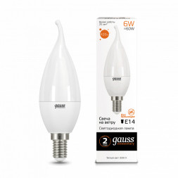 Светодиодная лампа Gauss Свеча 34116 6W 220V 420lm E14 белый (теплый)