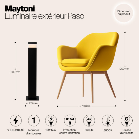 Садово-парковый светильник Maytoni Paso O595FL-L12B3K